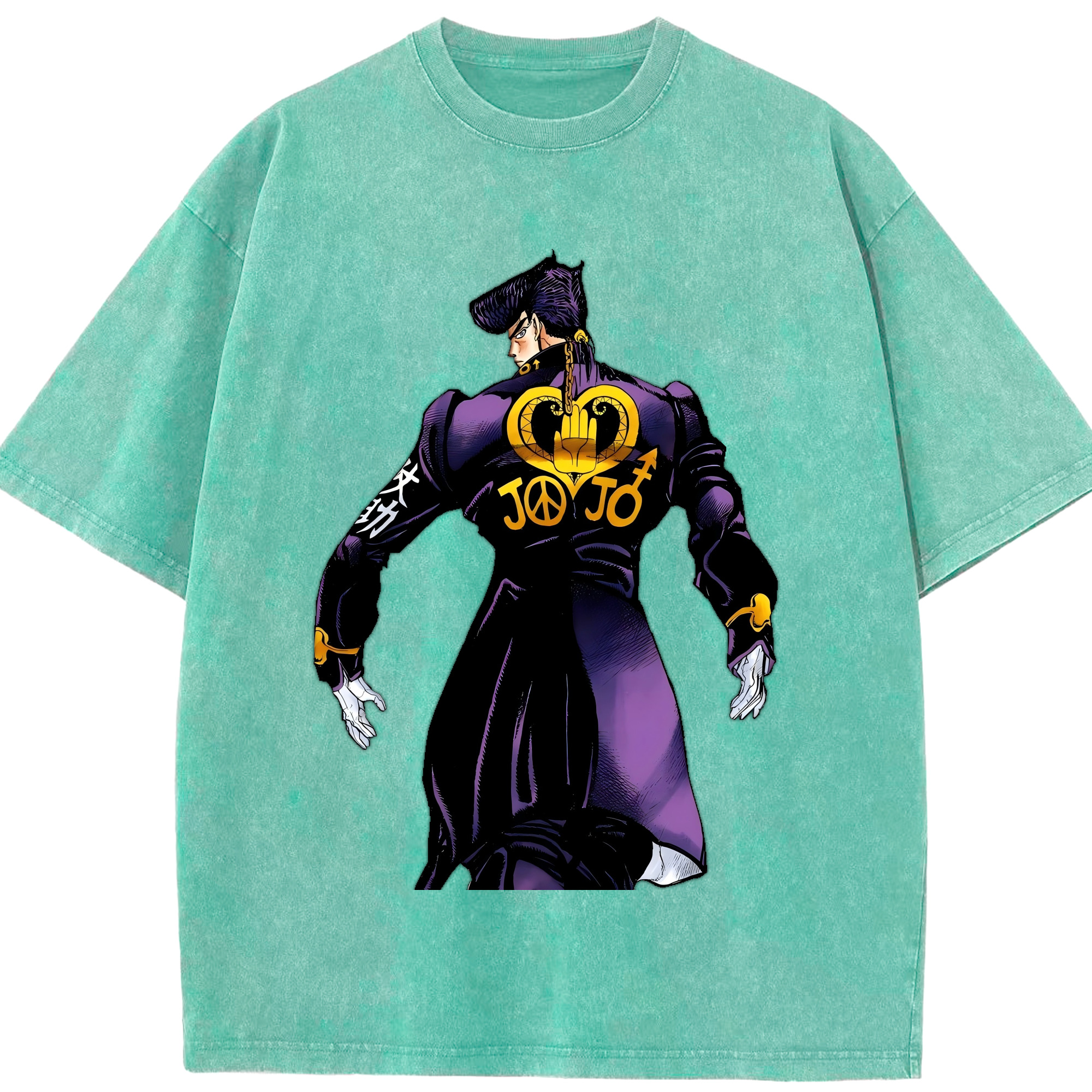 （画像用） ジョジョの奇妙な冒険 ひがしかた じょうすけ JoJo's Bizarre Adventure Higashikata Josuke 綿100% ヴィンテージ風 半袖Tシャツ（フロントプリント）
